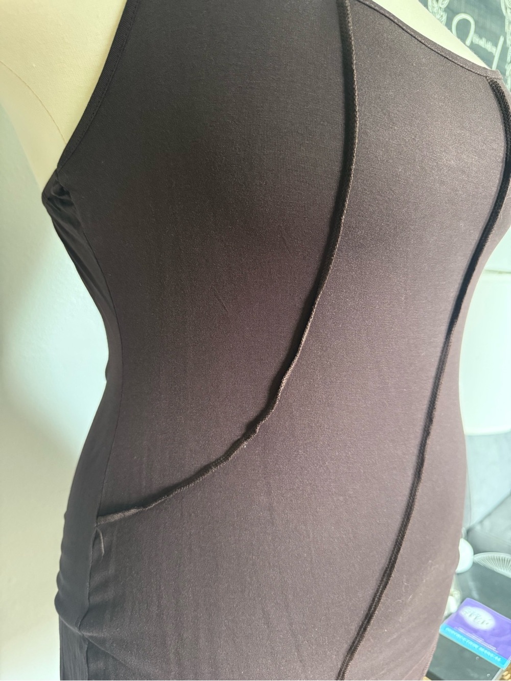 PrettyLittleThing Plus Taupe Seam Detail Bodycon Mini Dress Size 14 NWT - Picture 4 of 4